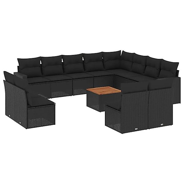vidaXL 13-Tlg Garten-Sofagarnitur mit Kissen Schwarz Poly Rattan 3256699 günstig online kaufen