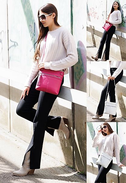 Caspar Umhängetasche Mittelgroße Crossbody Bag Leder günstig online kaufen
