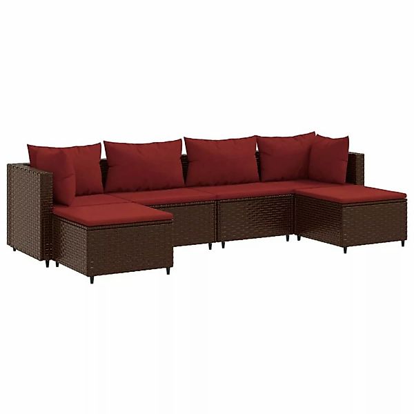 vidaXL 6-tlg Garten-Lounge-Set mit Kissen Braun Poly Rattan Modell 11 günstig online kaufen