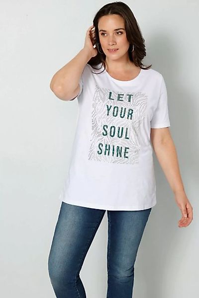 MIAMODA Rundhalsshirt T-Shirt Schriftdruck Halbarm günstig online kaufen