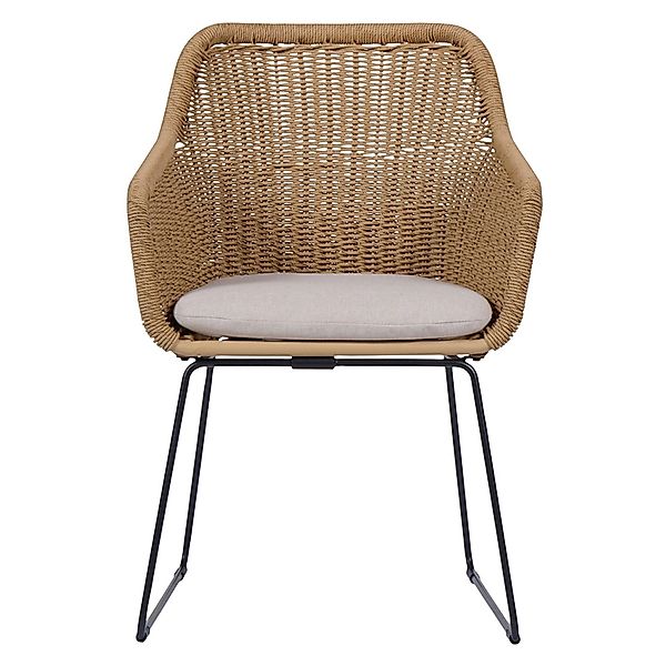 ebuy24 Sif Gartenstuhl Polyrattan mit Kissen Schwarz Natur günstig online kaufen