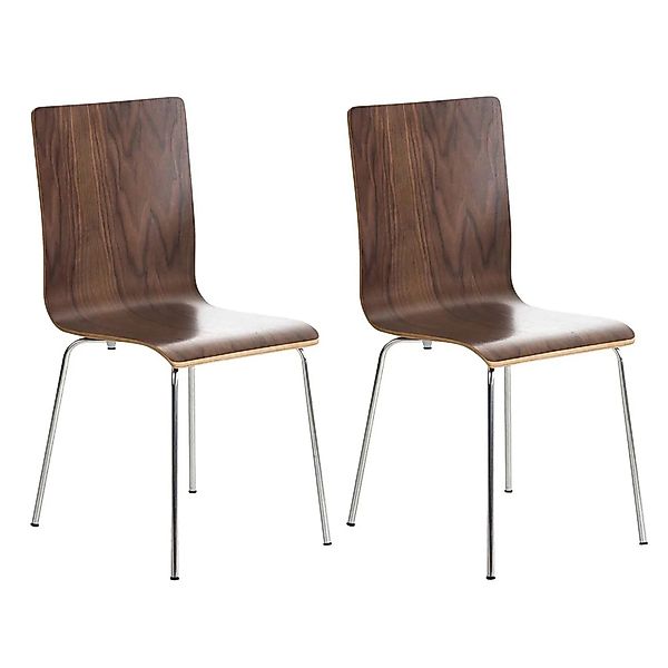 DELUKE 2er Set Besucherstuhl TUNIS Holz Walnuss 43x47x87cm Konferenzstuhl W günstig online kaufen