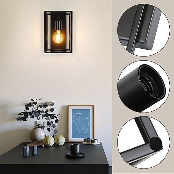 ZMH Wandleuchte Retro Wandlampe Schwarz - günstig online kaufen
