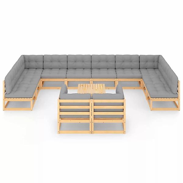 13-tlg. Garten-lounge-set Mit Kissen Kiefer Massivholz günstig online kaufen