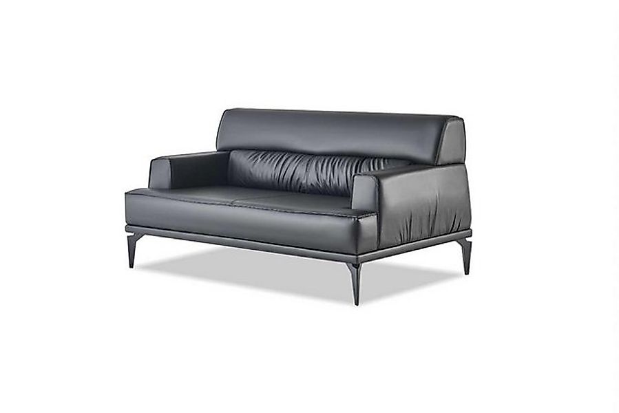 JVmoebel 2-Sitzer Sofa 2-Sitzer Schwarz Modern Ledersofa Edelstahl Couch Si günstig online kaufen