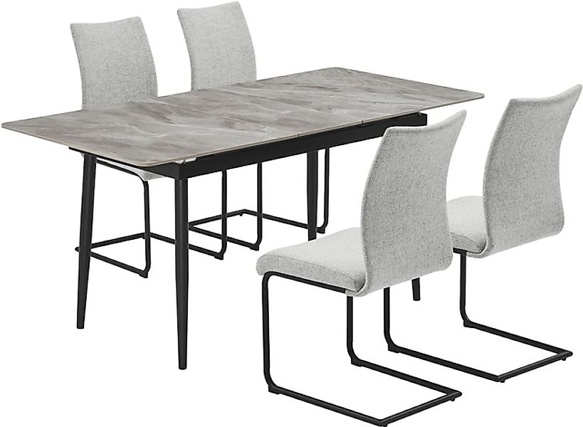 OTTO home Essgruppe »Stevian« Set, Ausziehbarer Esstisch + 4 Stühle, 5 Stk. günstig online kaufen