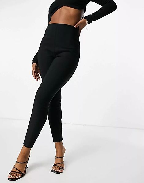 ASOS DESIGN Hourglass – Eng geschnittene Hose in Schwarz mit hoher Taille günstig online kaufen