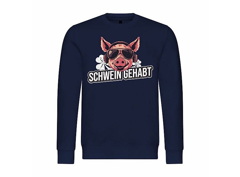 deinshirt Rundhalspullover Herren Pullover Schwein gehabt Mit Print Motiv, günstig online kaufen
