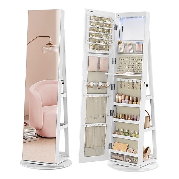 SONGMICS Schmuckschrank mit LED und Spiegel, günstig online kaufen
