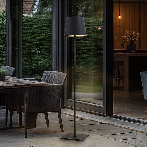Lucande Terrassenleuchte Andrei, grau, 150cm hoch, IP54, E27 günstig online kaufen