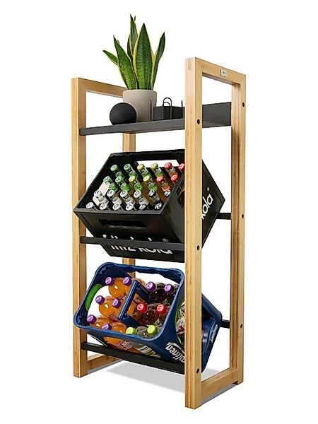 holz4home® Kastenständer Getränkekistenregal aus Bambus I Kistenregal Metal günstig online kaufen