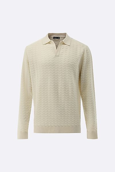Poloshirt gestrickt mit V-Neck und Struktur günstig online kaufen