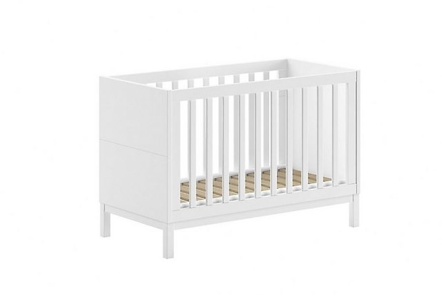 Natur24 Kinderbett Eva Babybett 66.2 x 125 x 85.2 cm Kiefer MDF Weiß günstig online kaufen