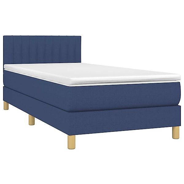 vidaXL Boxspringbett mit Matratze & LED Blau 90x190 cm Stoff 3133843 günstig online kaufen