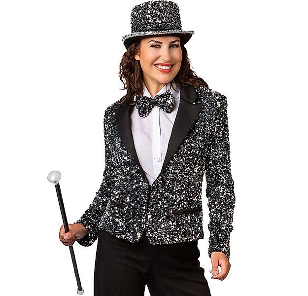 Orlob Kostüm Damenjacke mit Pailletten silber günstig online kaufen