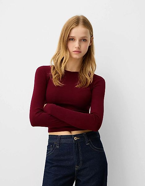 Bershka Langarmshirt Damen S Bordeaux günstig online kaufen