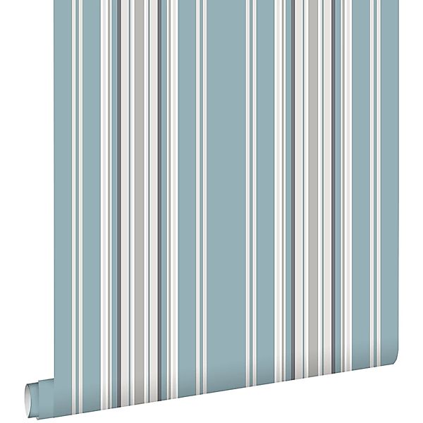 ESTAhome Tapete Streifen Vintage Blau und Grau 53 cm x 10,05 m 138807 günstig online kaufen