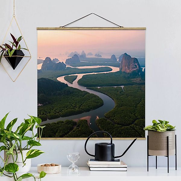 Stoffbild mit Posterleisten Flusslandschaft in Thailand günstig online kaufen