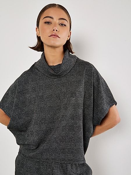 Apricot Kurzarmpullover Karo-Blusentop, (1-tlg) mit Fledermausärmeln günstig online kaufen