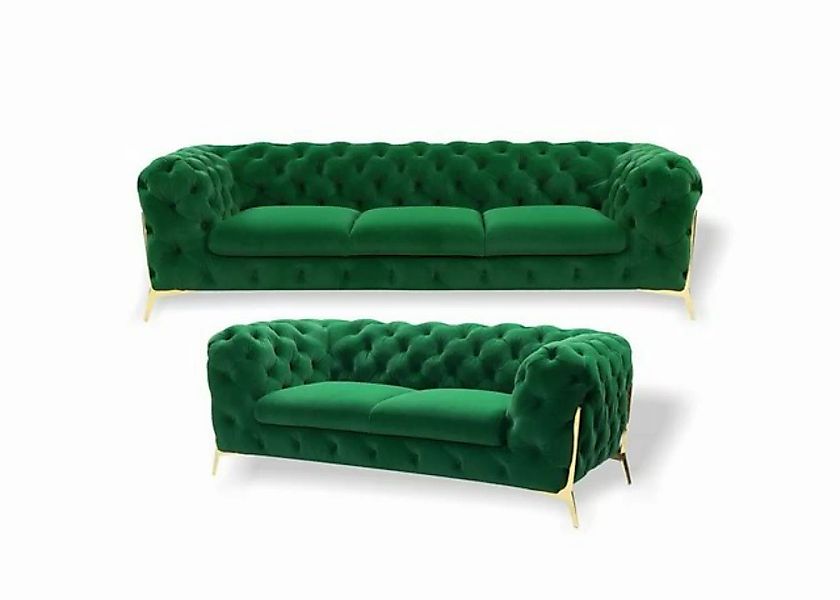 JVmoebel Sofa Blaue Luxus Moderne Chesterfield Couchgarnitur 3+2 Sitzer Neu günstig online kaufen