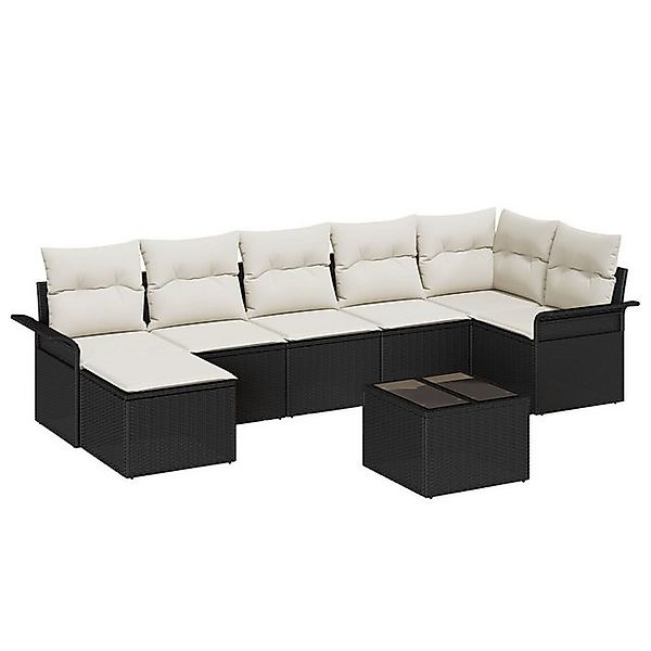 vidaXL Loungesofa 7-teiliges Garten-Sofa-Set mit Kissen in Braun aus Poly-R günstig online kaufen