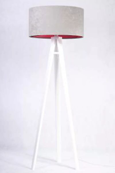 Stehlampe Weiß Grau Pink Holz Dreibein 145cm Retro günstig online kaufen