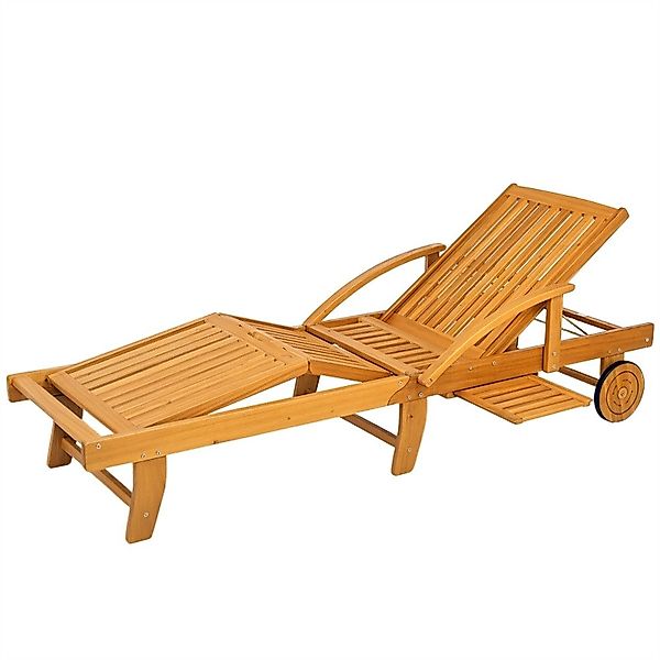 MODFU Gartenliege Gartenstuhl mit Seitentisch, Teak günstig online kaufen