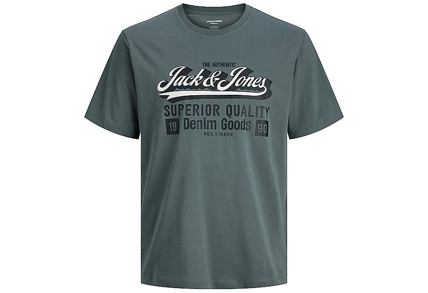 Jack & Jones Rundhalsshirt Jack&Jones T-Shirt Übergröße blaugrau Logoprint günstig online kaufen