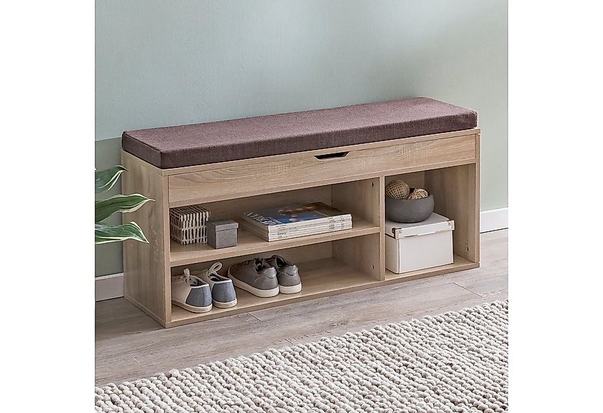 FINEBUY Schuhbank SuVa12018_1 104x51x32 cm Garderobenbank Sitzbank Stoff Fl günstig online kaufen