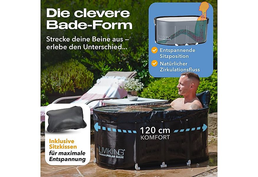 LIVIKING® Badewanne faltbar & Eisbad - 120cm KOMFORT - mobile Outdoor Badew günstig online kaufen