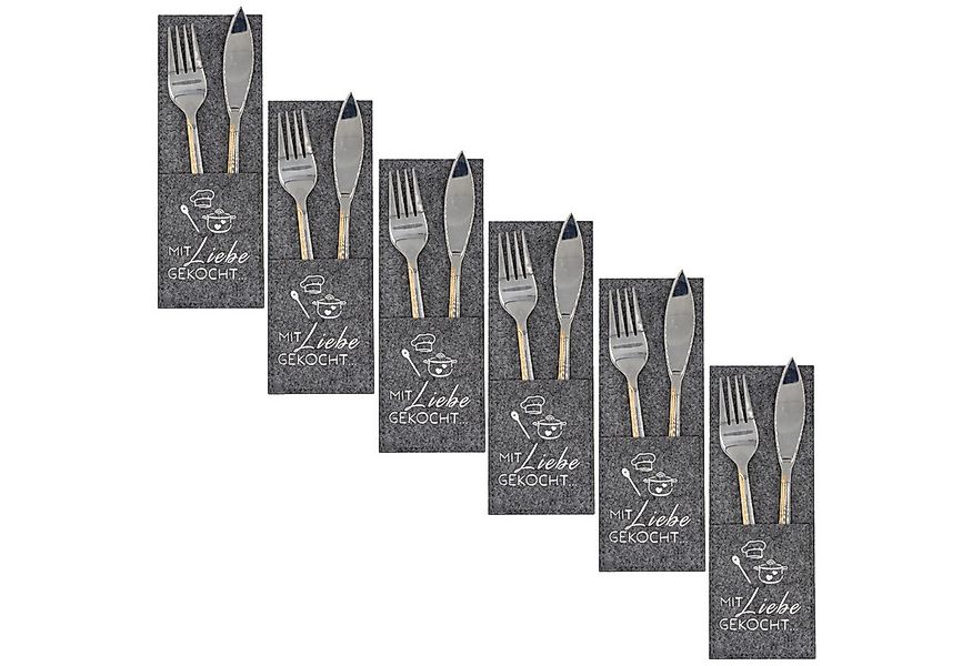 Mel-O-Design Besteckhalter Bestecktasche aus Polyester Filz, - 6 er Set „Mi günstig online kaufen