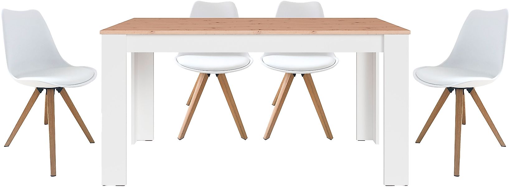 byLIVING Essgruppe »Kira« Set, 5 Stk. tlg. modernes Set mit 4 Stühlen in me günstig online kaufen