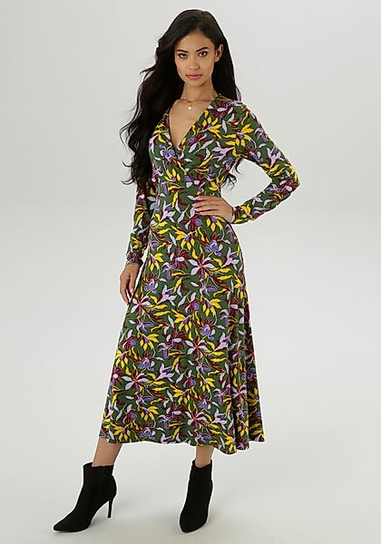 Aniston SELECTED Maxikleid mit V-Ausschnitt in Wickeloptik und Unterbrustna günstig online kaufen