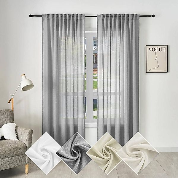 Woltu Gardine, Kräuselband (1 St), halbtransparent, günstig online kaufen