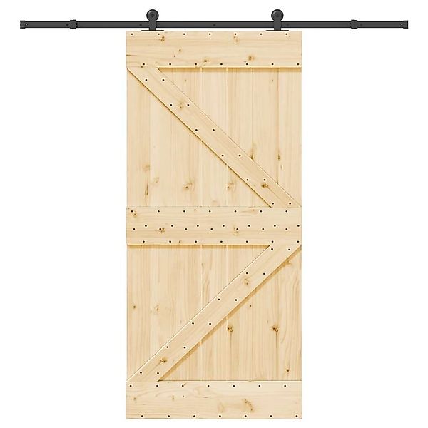vidaXL Schiebetür mit Beschlag 95x210 cm Massivholz Kiefer 3332624 günstig online kaufen