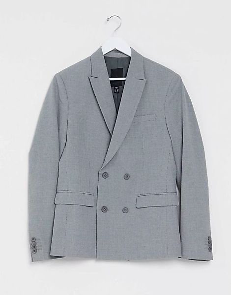 New Look – Schmaler, zweireihiger Blazer in Grau günstig online kaufen