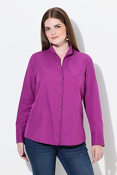 Ulla Popken Longbluse Bluse Oxford-Gewebe Kelchkragen günstig online kaufen