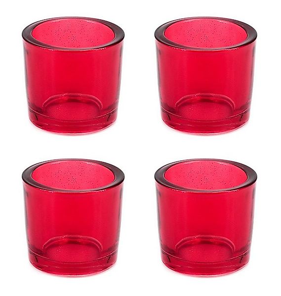 Creativery Teelichthalter, Teelichthalter Glas 6,5x6cm rot 4er Set günstig online kaufen