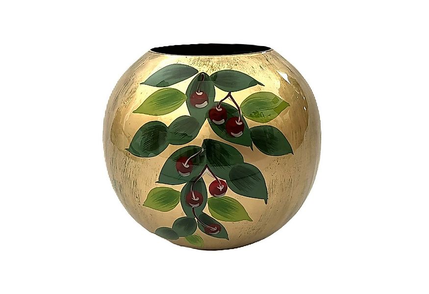 colmore Tischvase Vase Rund Gold Handbemalt Emaille Glas 22 cm, Glänzend günstig online kaufen