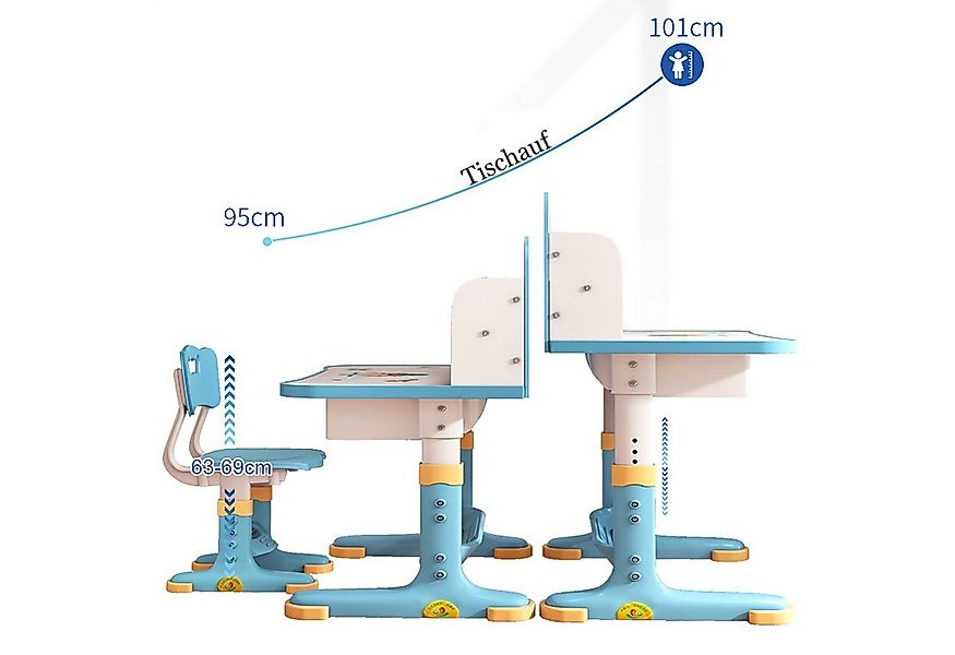 Rutaqian Kinderschreibtisch Kinderschreibtischstuhl mit Bücherständer,Höhev günstig online kaufen