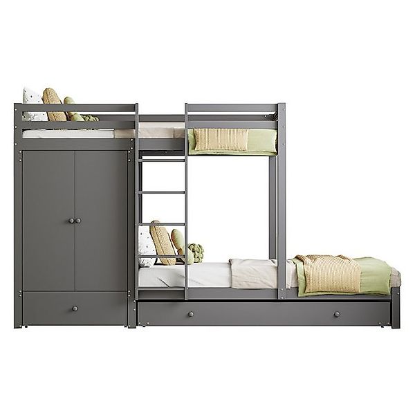 REDOM Etagenbett Hausbett Kinderbett aus Massivholz mit Ausziehbett (multif günstig online kaufen