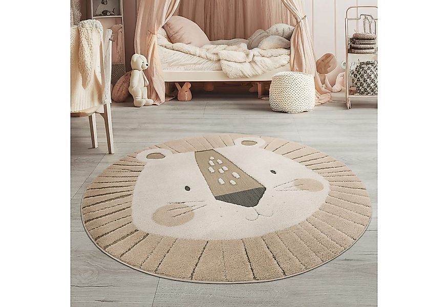 TT Home Teppich 10-530-5_120X120_Creme_Rund, Rund, Höhe: 21 mm, Runder Kind günstig online kaufen