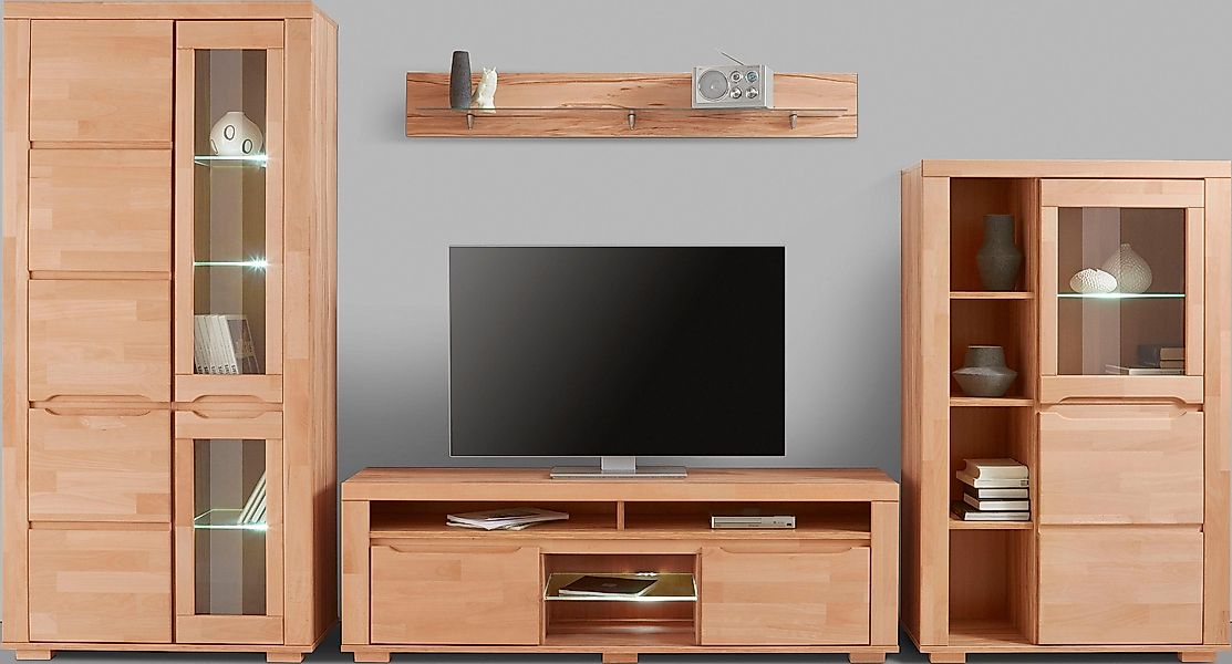 Home affaire Wohnwand "Denis" Set, 4 Stk. tlg. teilmassives Holz günstig online kaufen