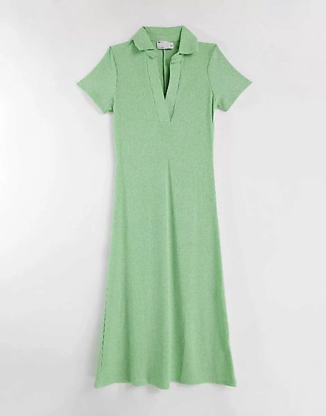 ASOS DESIGN – Hemdkleid mit großem Kragen in Grün mit Space-Dye-Muster günstig online kaufen