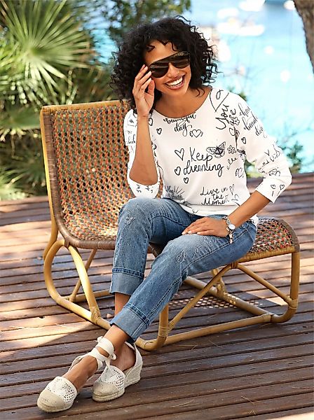 heine Strickpullover "Druck-Pullover" günstig online kaufen