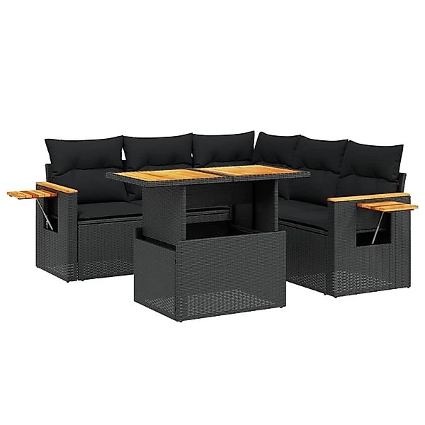 vidaXL 6-Tlg Garten-Sofagarnitur mit Kissen Schwarz Poly Rattan 3273512 günstig online kaufen