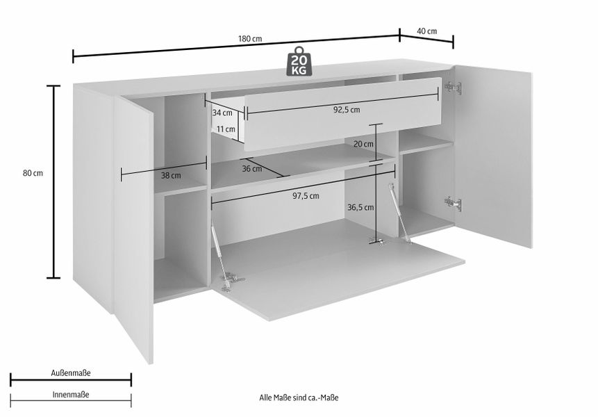INOSIGN Sideboard "Potenza" Breite 180 cm, ohne Beleuchtung günstig online kaufen