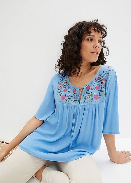 bonprix Tunika Casual Stil, A-Linie Passform, Kurzarm-Design, mit Stickerei günstig online kaufen