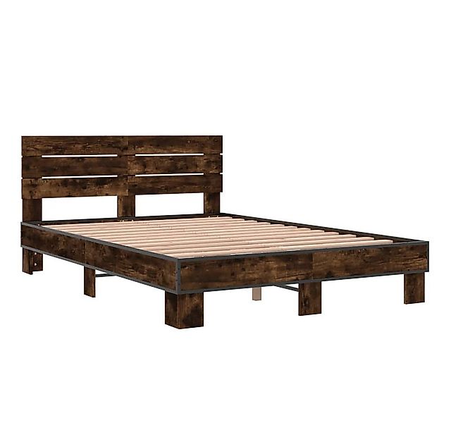 vidaXL Bett Bettgestell Räuchereiche 120x200 cm Holzwerkstoff und Metall günstig online kaufen