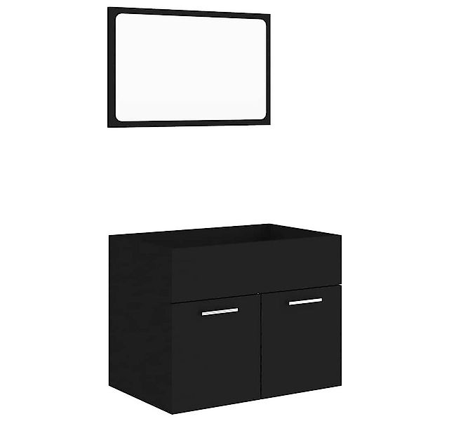 vidaXL Badezimmer-Set 2-tlg. Badmöbel-Set Schwarz Holzwerkstoff, (1-St) günstig online kaufen